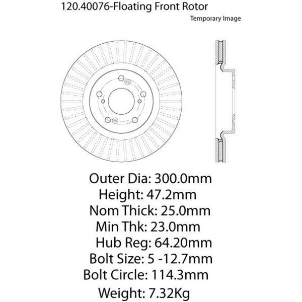 Centric Parts Premium Brake Rotor, 120.40076 120.40076